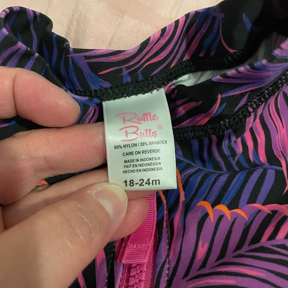 Ruffle Butts Pink and Purple Rashguard Set - Picture 3 of 3